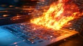 Cyber Attack Thwarted by Firewall with Visual Effects on Laptop Royalty Free Stock Photo