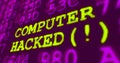 Cyber attack ultra violet warnings - computer hacked Royalty Free Stock Photo