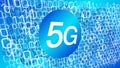 Cyber attacks in 5G network, computer code zero one digits vector abstract technology background Royalty Free Stock Photo