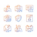 Cyber attacks types gradient linear vector icons set Royalty Free Stock Photo