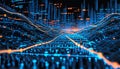 Cyber big data flow. Blockchain data fields. Network line connect stream. Concept of AI technology, digital communication, science Royalty Free Stock Photo
