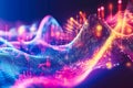 Cyber big data flow. Blockchain data fields. Network line connect stream. Concept of AI technology, digital communication, science Royalty Free Stock Photo
