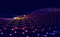 Cyber big data flow. Blockchain data fields. Network line connect stream. Concept of AI technology, digital communication, science