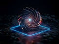 Cyber big data flow. Blockchain data fields. Network line connect stream. Concept of AI technology, digital communication, science Royalty Free Stock Photo