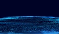 Cyber Big Data Flow Particles Bokeh. Concept of AI Artificial Intelligence Technology Machine Deep Learning. Digital Neural