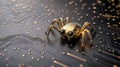 Cyber Bug Crawling on Microchip Under Rain Royalty Free Stock Photo