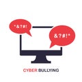 Cyber Bullying Icon. Cyberbullying Victim. Abuse, Internet Online Hate, Swear and Insult concept. Icon of Cyberbullying Royalty Free Stock Photo