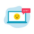 Cyber Bullying Icon. Cyberbullying Victim. Yellow Sad Emoji. Abuse, Internet Online Hate, Swear and Insult concept. Icon Royalty Free Stock Photo