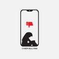 Cyber bullying phone with sad woman graphic ,icon vector