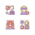 Cyber bullying RGB color icons set Royalty Free Stock Photo