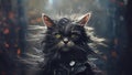 Cyber city future street punk cat with scruffy color dyed matted hair - generative AI