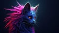 Cyber city future street punk cat with scruffy color dyed matted hair - generative AI