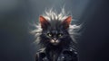 Cyber city future street punk cat with scruffy color dyed matted hair - generative AI