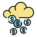 Cyber cloud robbery icon color outline vector