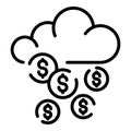 Cyber cloud robbery icon, outline style