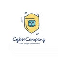 Cyber company sheild logo with white background and typography