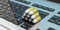 Bullets stack isolated on computer keyboard. 3d illustartion Royalty Free Stock Photo