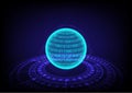 Cyber crime concept. Globe with binary code and security payment information. Digital earth with tech-circle on technology Royalty Free Stock Photo