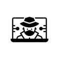 Black solid icon for Cyber Crime, cyber and thief Royalty Free Stock Photo