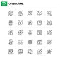 25 Cyber Crime icon set. vector background