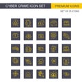 Cyber crime icons set vector Royalty Free Stock Photo