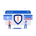 Cyber crime and internet criminal concept with characters. Modern vector illustration in flat style for landing page, mobile app,