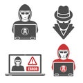 Cyber Crime with Set Logos Hacker Spy