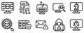 Cyber Crimes Icon Set A Detailed Line Style Collection for Digital Security Royalty Free Stock Photo