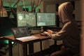 Cyber criminal cracking database password, hacking computer system Royalty Free Stock Photo
