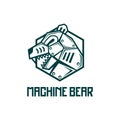 Steel machine Bear logo design badge