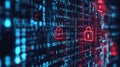 Cyber Data.Cyber security internet and networking.Padlock icons on binary code backgroundData protection privacy concept Royalty Free Stock Photo