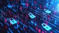 Cyber Data.Cyber security internet and networking.Padlock icons on binary code backgroundData protection privacy concept Royalty Free Stock Photo