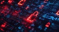 Cyber Data.Cyber security internet and networking.Padlock icons on binary code backgroundData protection privacy concept Royalty Free Stock Photo