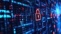 Cyber Data.Cyber security internet and networking.Padlock icons on binary code backgroundData protection privacy concept Royalty Free Stock Photo