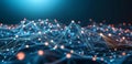 Cyber data flow. Digital neural networks. 3D rendering of a wavy open-source surface. Royalty Free Stock Photo