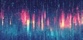 Cyber data flow. Digital neural networks. 3D rendering of a wavy open-source surface. Royalty Free Stock Photo