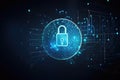Cyber data protection cybersecurity concept. Padlock with technology background Royalty Free Stock Photo