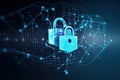 Cyber data protection cybersecurity concept. Padlock with technology background Royalty Free Stock Photo