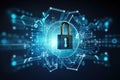 Cyber data protection cybersecurity concept. Padlock with technology background Royalty Free Stock Photo
