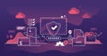 Cyber data security software outline concept. Protecting personal data.