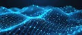 Cyber data surface, abstract technology background, blue wavy digital space with grid. Concept of network, future, connect,