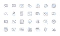 Cyber domain line icons collection. Cybersecurity, Hackers, Cryptography, Malware, Phishing, Encryption, Trojan vector
