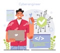 Cyber engineering concept. Robotics' constructing developing and setting Royalty Free Stock Photo