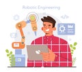 Cyber engineering concept. Robotics' constructing developing and setting Royalty Free Stock Photo