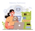 Cyber engineering concept. Robotics' constructing developing and setting Royalty Free Stock Photo