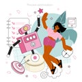 Cyber engineering concept. Robotics' constructing developing and setting Royalty Free Stock Photo