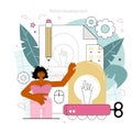 Cyber engineering concept. Robotics' constructing developing and setting Royalty Free Stock Photo