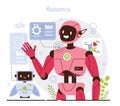 Cyber engineering concept. Robotics' constructing developing and setting Royalty Free Stock Photo