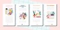 Cyber engineering mobile application banner set. Robotics' constructing
