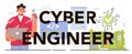 Cyber engineering typographic header. Robotics' constructing developing